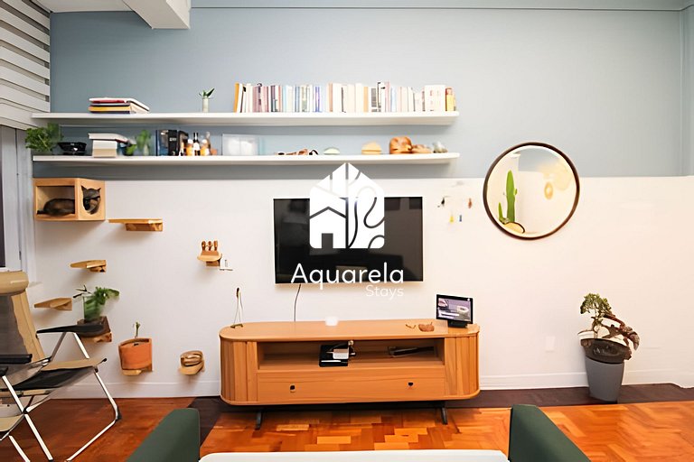 Brisa de Copa | Apto moderno em prédio Art Déco