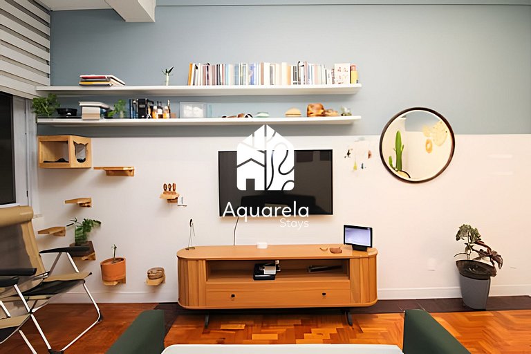 Brisa de Copa | Apto moderno em prédio Art Déco
