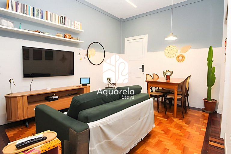 Brisa de Copa | Apto moderno em prédio Art Déco